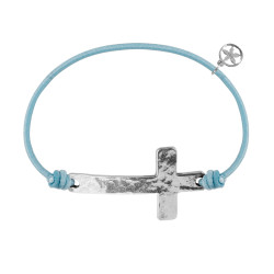 Pulsera Cruz Plata Hilo