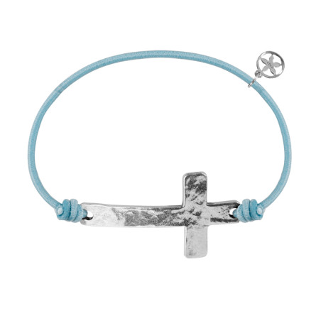 Pulsera cruz de plata martele