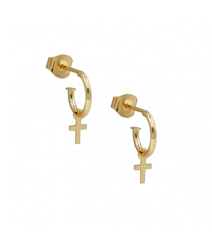 Pendientes chapado en oro cruz
