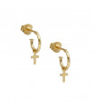 Gold earrings, cross hoop