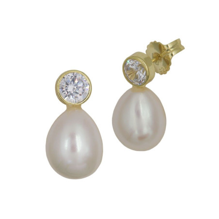 Pendientes circonitas perlas