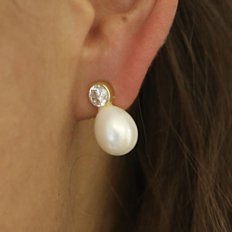 Pearl zircon earrings