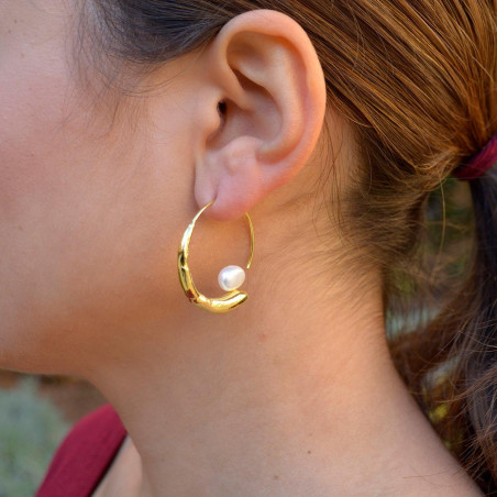 Pendientes Sirena perla dorado