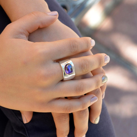 Anillo de plata piedra amatista