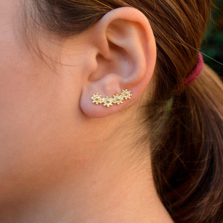 pendientes trepador bolas dorados