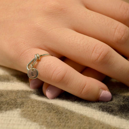 Personalized silver initial ring