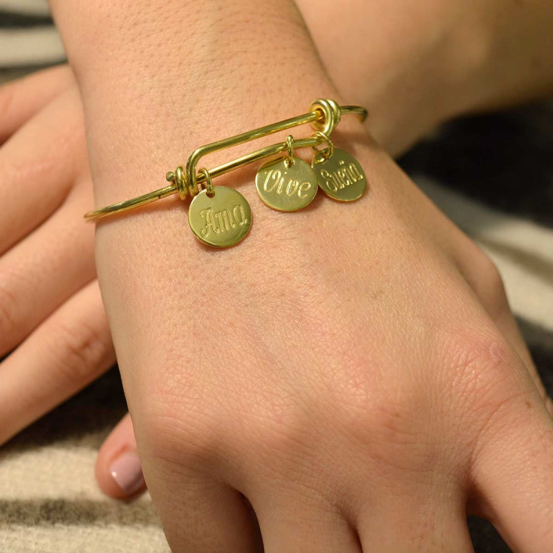 Pulsera personalizable nombres chapada en oro