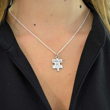 Colgante puzzle plata personalizado