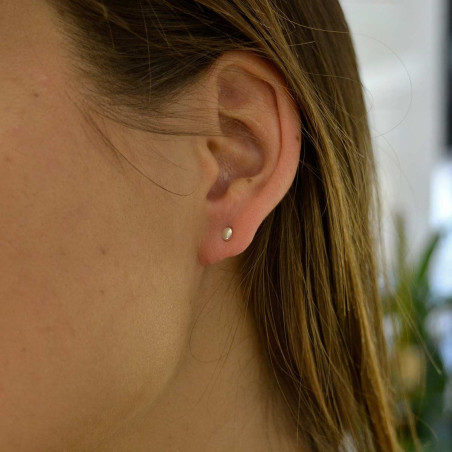 Silver ball baby earring