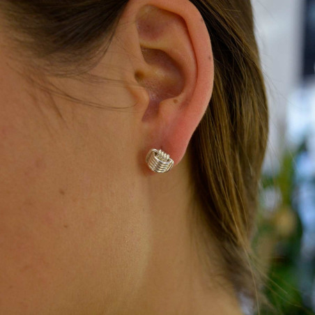 Silver knot earring