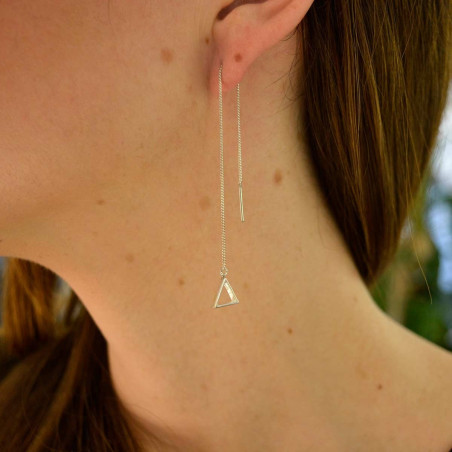 Silver triangle earring