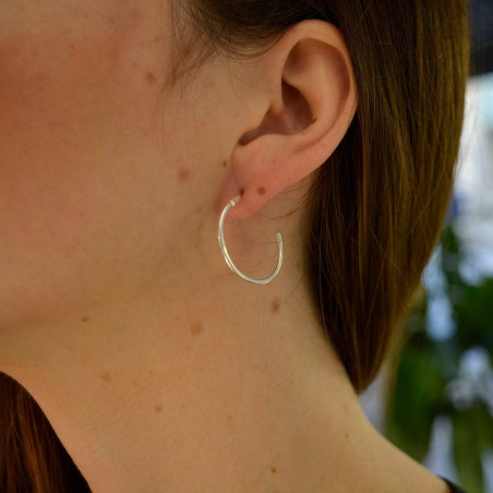 Pendiente aro 21mm liso plata