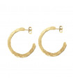 Wide hammered gold-plated earrings