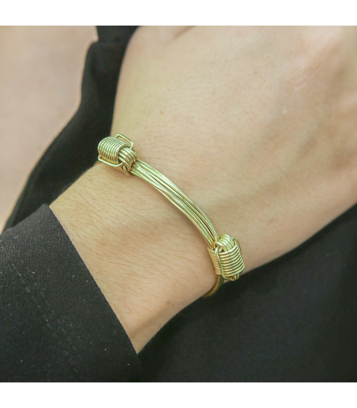 Oro blanco de dos tonos de 18 quilates, tamaño 21 cm, brazalete