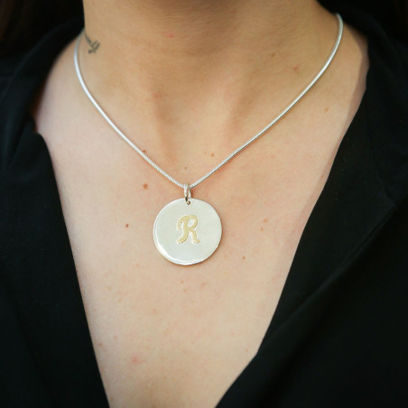 Silver pendant with gold figure 30mm – Custom silver pendants – vista 2