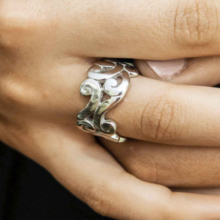Anillo barroco de plata de ley