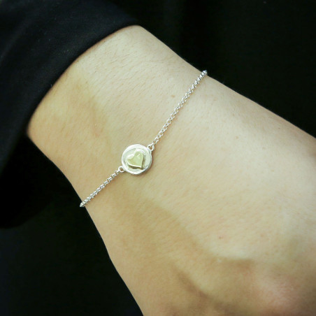 Pulsera plata corazón oro
