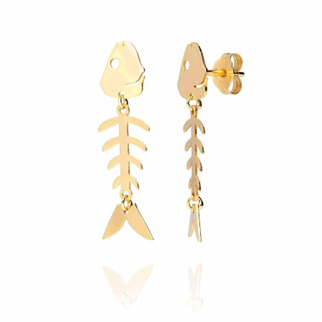 Fishbone gold earrings