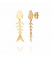 Fishbone gold earring