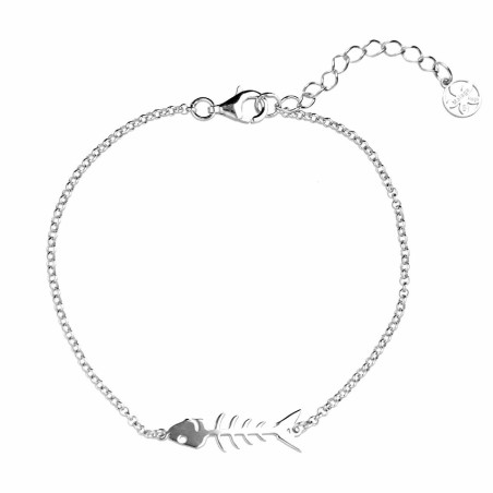 Pulsera raspa de pescado en plata de ley