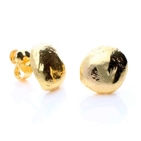 Gold button earrings silver