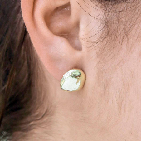Pendientes plata círculo dorado
