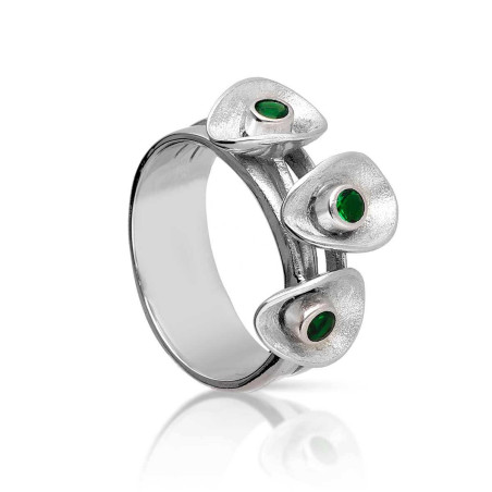 Anillo Lirio triple en plata