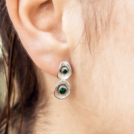 Pendiente plata lirio verde