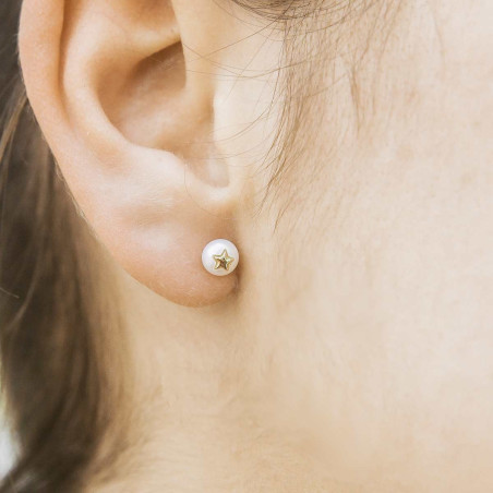 Pendientes perlas estrella en oro