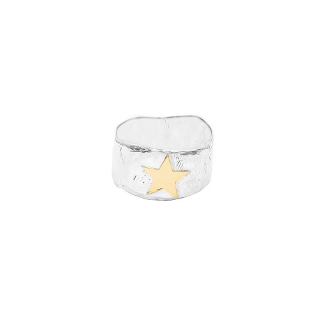 Gold star silver ring