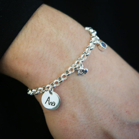Silver bracelet I love you with name