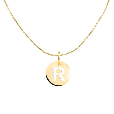 Gold pendant with initial medal
