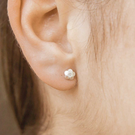 Pendientes flor en plata