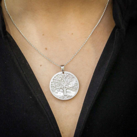 Silver and mother of pearl tree of life pendant