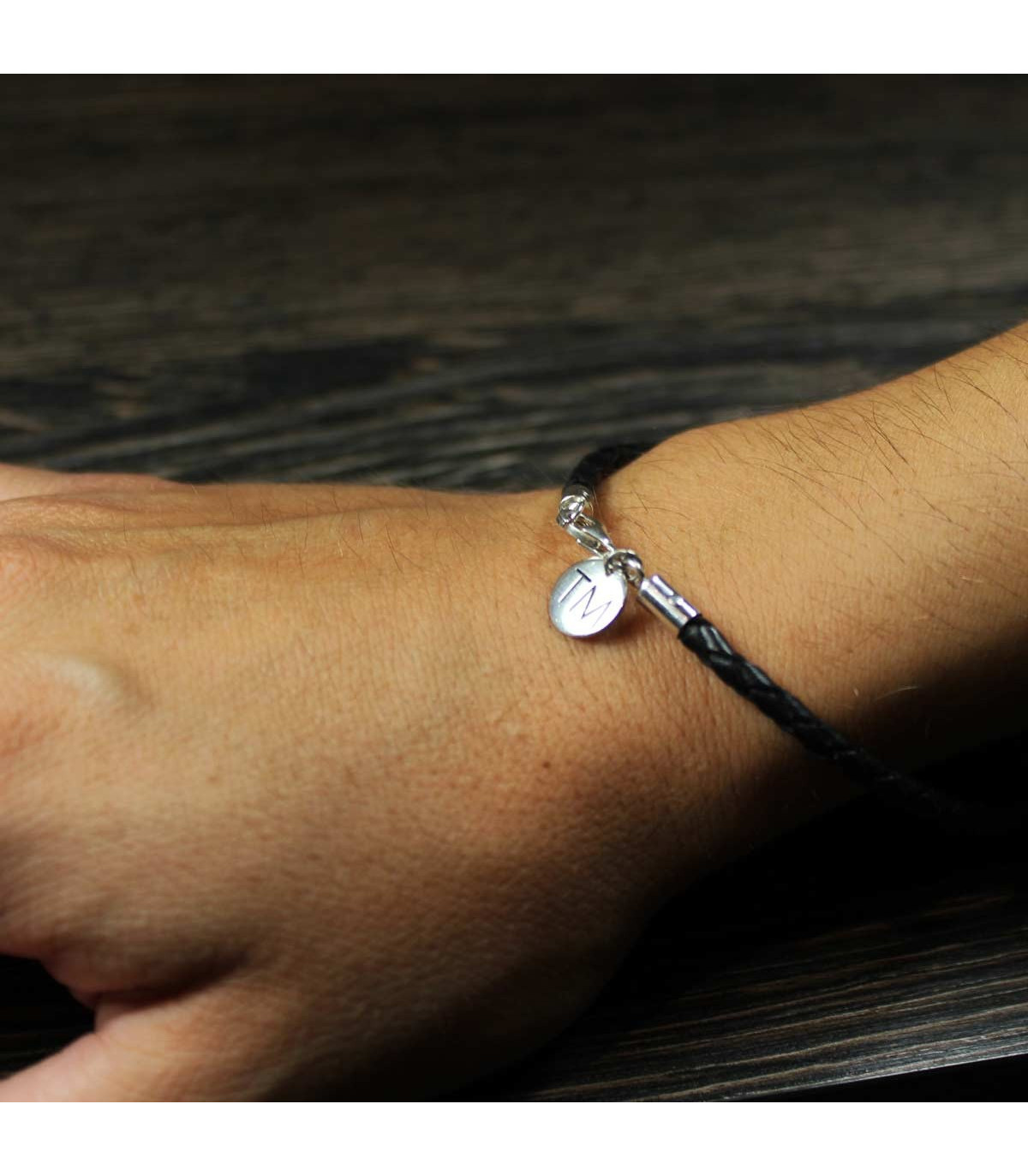 Pulsera cuero con corazón | Pulsera unisex de cuero y plata