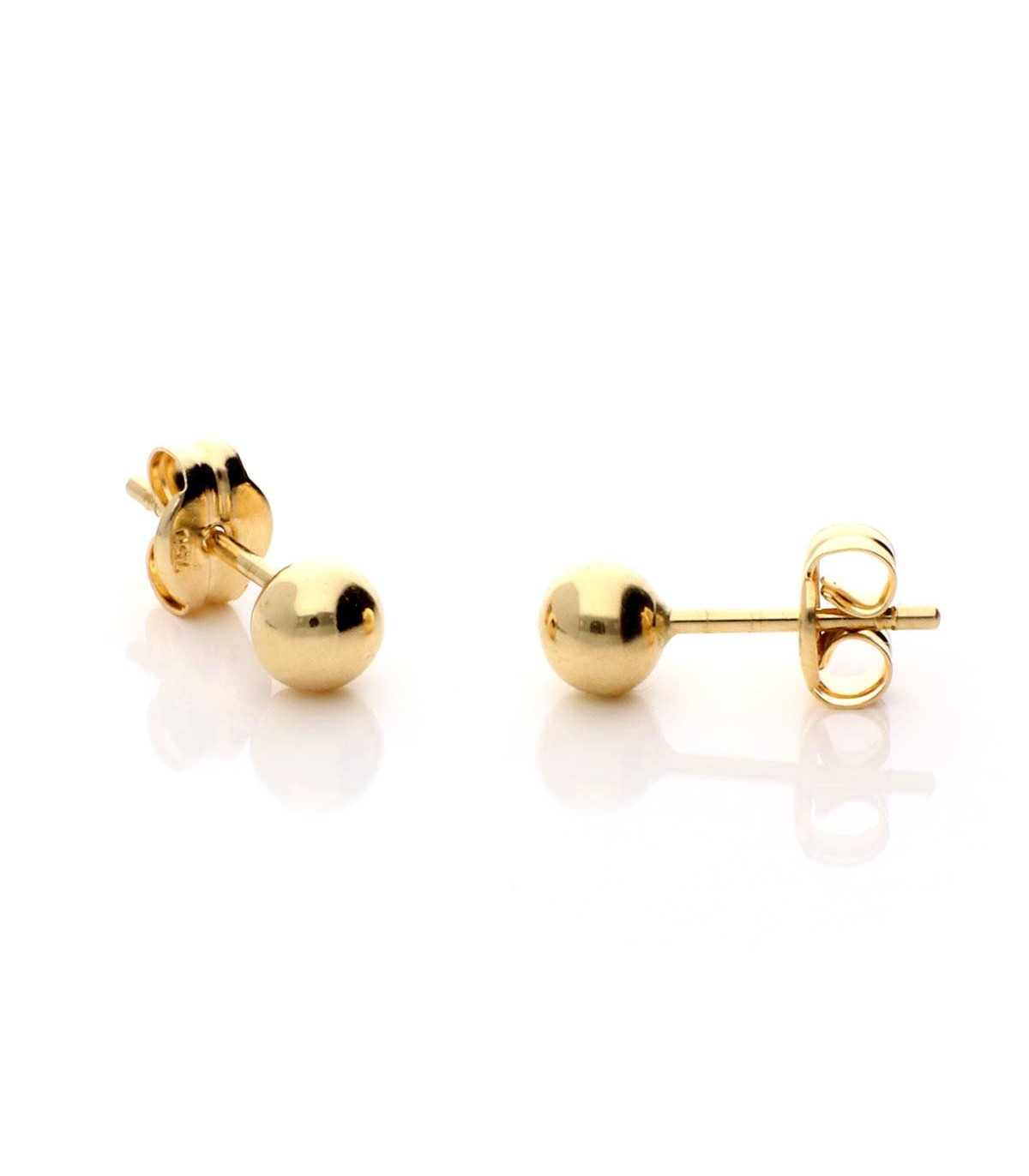 Buy 14k Yellow Gold Ball Stud Earrings with Secure Screw-backs (5mm) at  Amazon.in