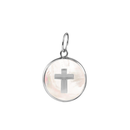 Mother of pearl cross pendant in silver