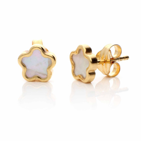 Gold Jasmine Earrings with Mother of Pearl