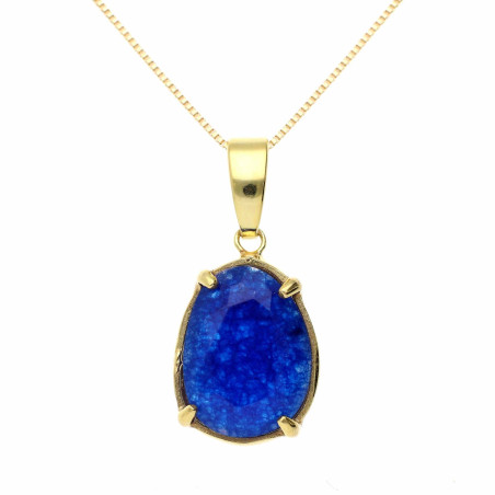 Colgante azul en plata chapada en oro
