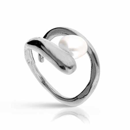 anillo de plata con perla cultivada