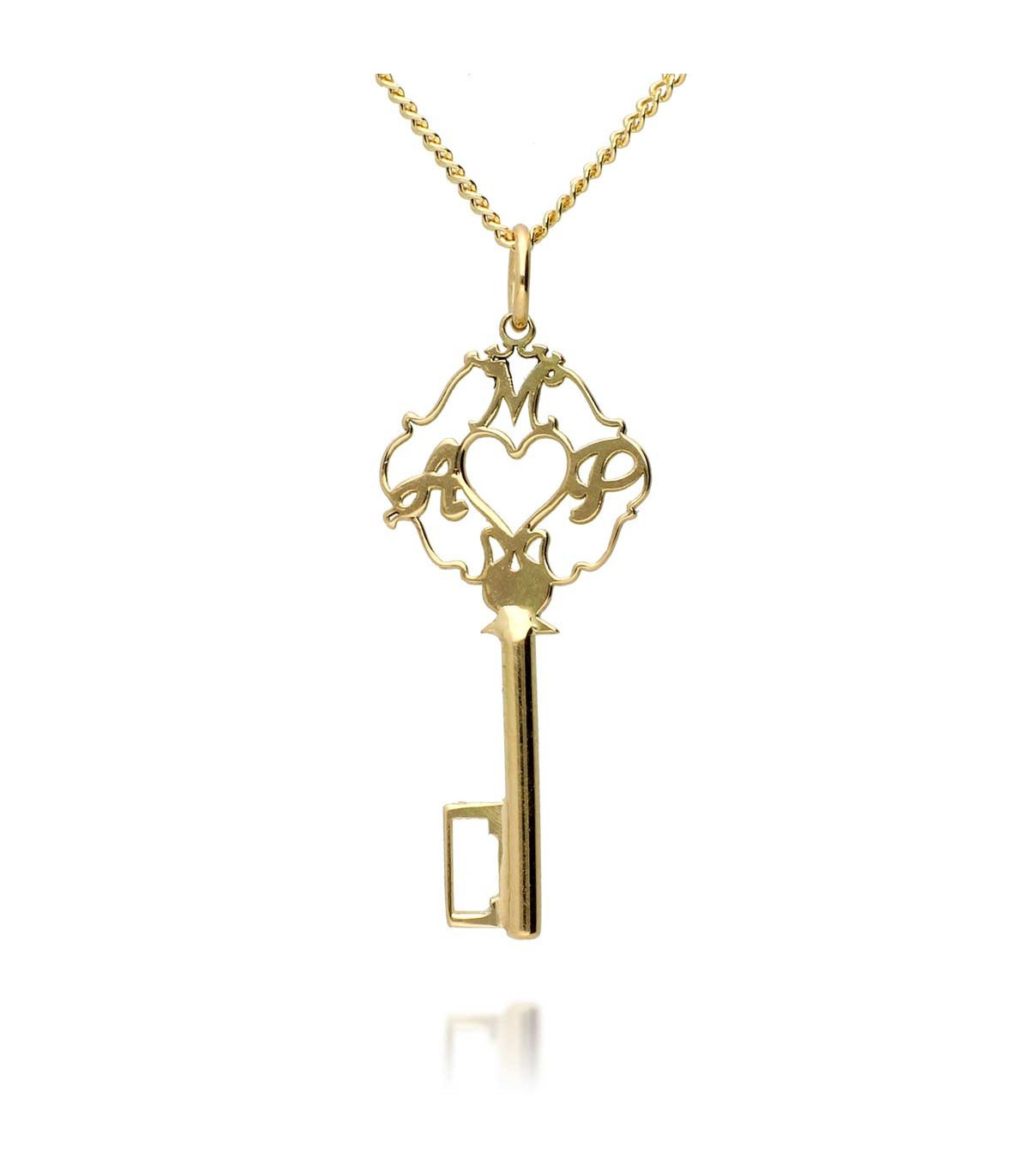 ▷ Colgante llave personalizada en oro Colgante con iniciales en oro