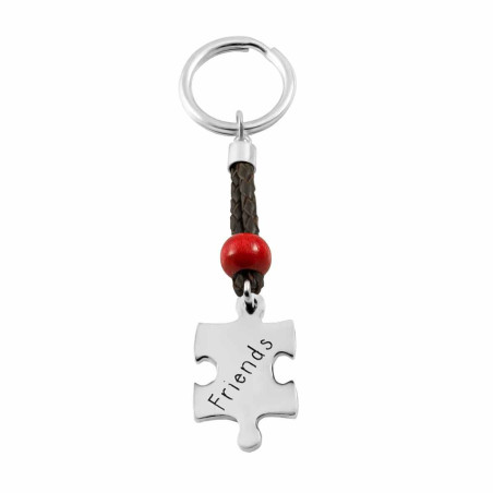 Personalized puzzle keychain in leather