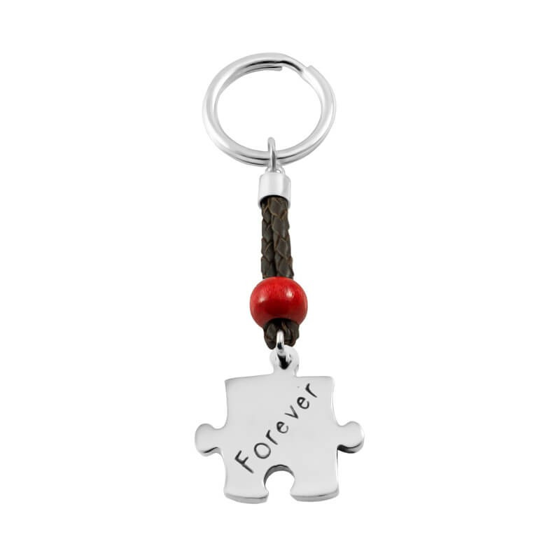 Personalized puzzle keychains with leather
