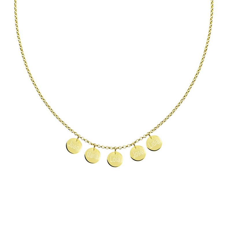 Collar chapado en oro con cinco medallas