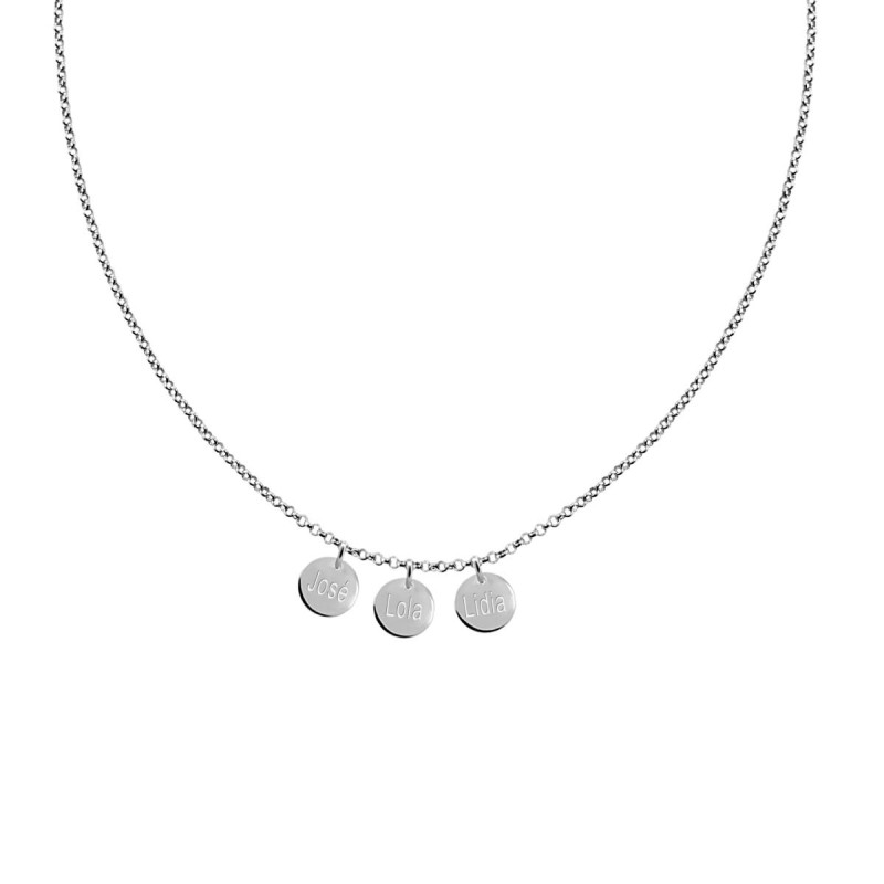 Name necklace with three silver medals