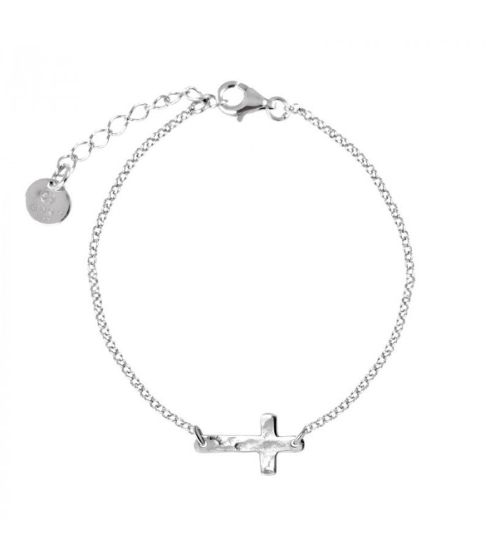 Pulsera cruz en plata de primera ley
