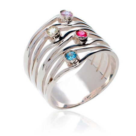 silver ring with cubic zirconia