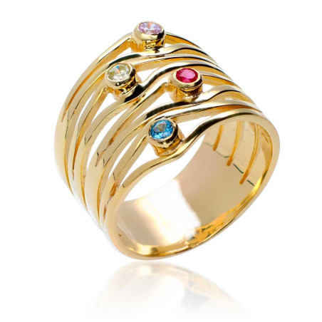 Gold ring with colorful stones