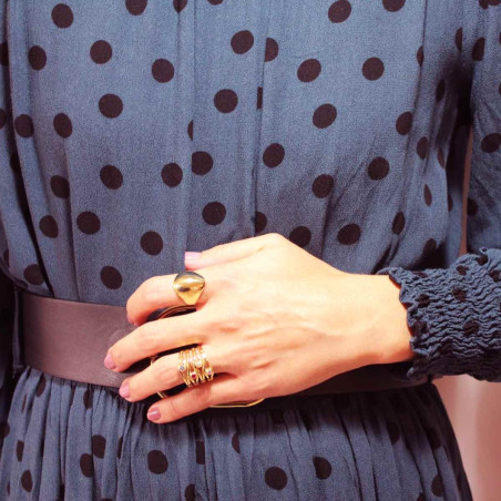Gold-plated silver ring with cubic zirconia