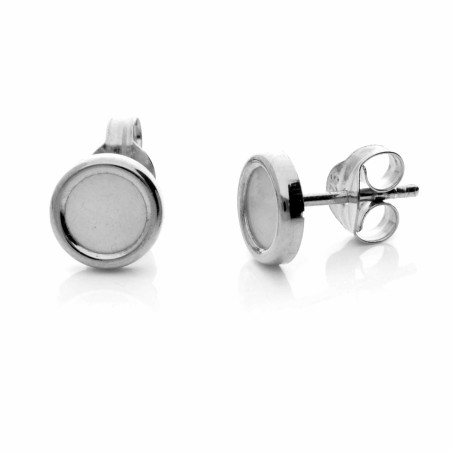Pendiente círculo de plata con nácar
